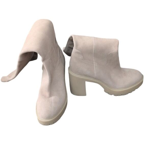 Dolce Vita Suede Knee-High Platform Lug Sole Boots Cream Sz 10 - Picture 2 of 6
